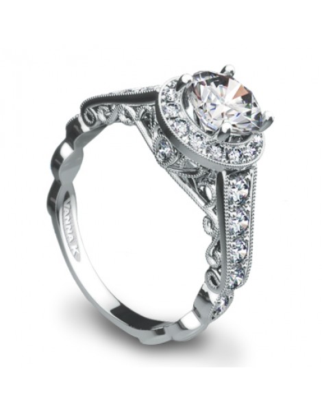 Vintage Inspired Diamond Pave Set Solea Ring Style 18RGL00436DCZ