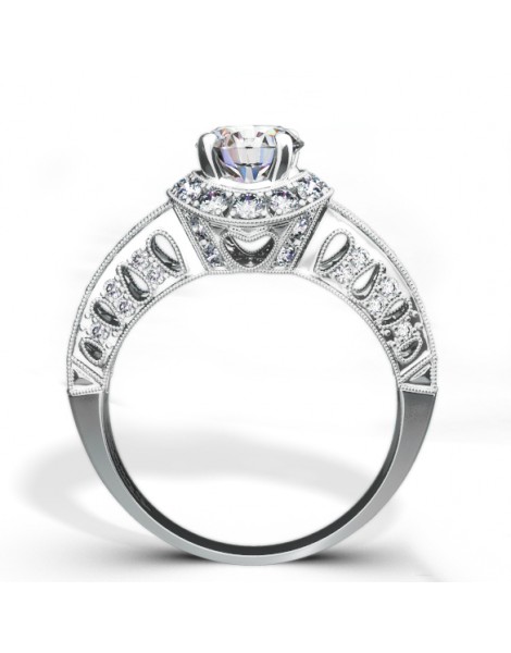 Vintage Inspired Diamond Pave Set Solea Ring Style 18RGL00638DCZ