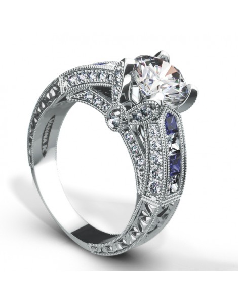 Hand Engraved Perfect Profile Diamond Ring Style 18RGL0073SDCZ