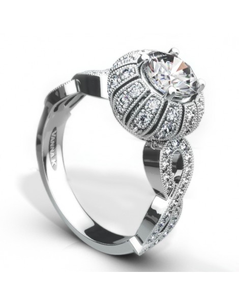 Vintage Inspired Diamond Pave Set Solea Ring Style 18RGL239DCZ