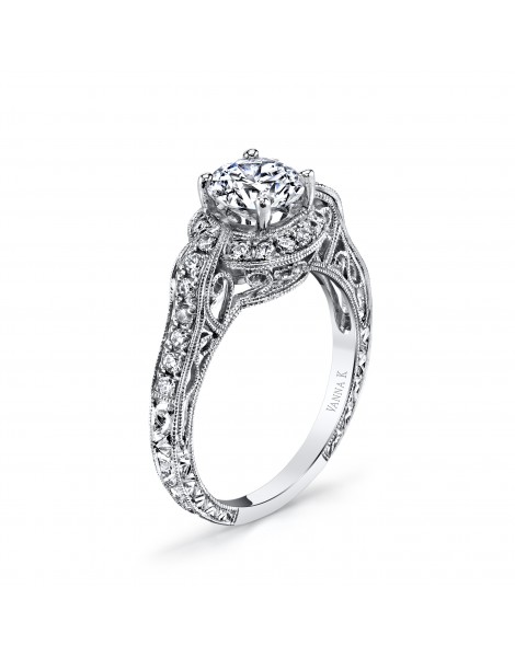 Hand Engraved Perfect Profile Diamond Ring Style 18RGL416DCZ