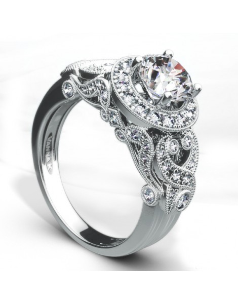 Vintage Inspired Diamond Pave Set Solea Ring Style 18RGL801DCZ