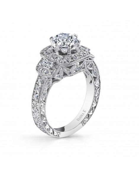 Hand Engraved Perfect Profile Diamond Ring Style 18RO2335DCZ