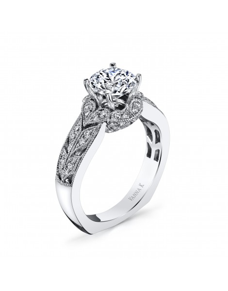 Vintage Inspired Diamond Pave Set Solea Ring Style 18RO6281DCZ