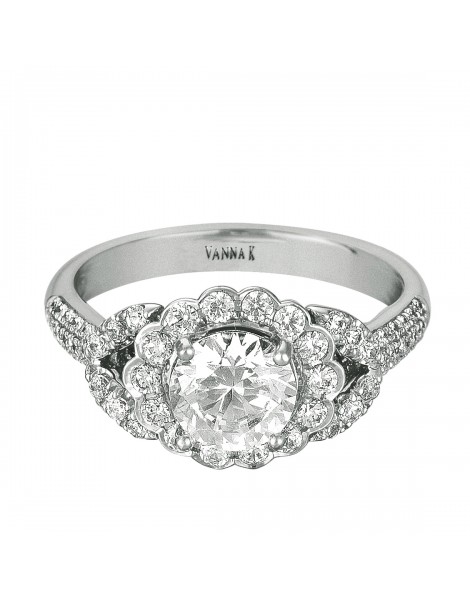 Vintage Inspired Diamond Pave Set Solea Ring Style 18RO6295DCZ