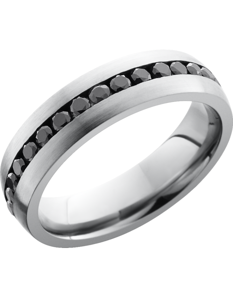 Titanium 6mm domed band with .04ct channel-set eternity black diamonds
