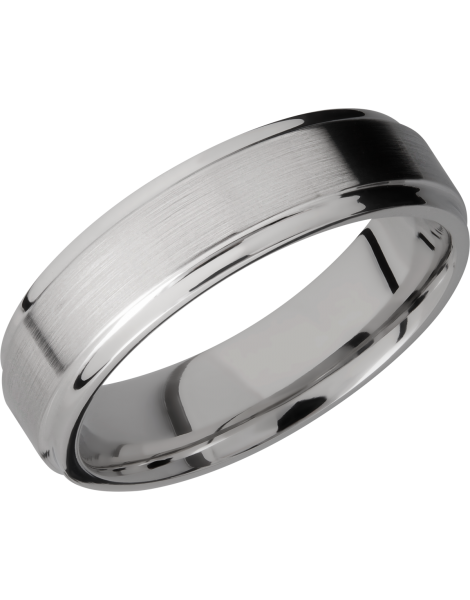 Titanium 6mm flat band with grooved edges
