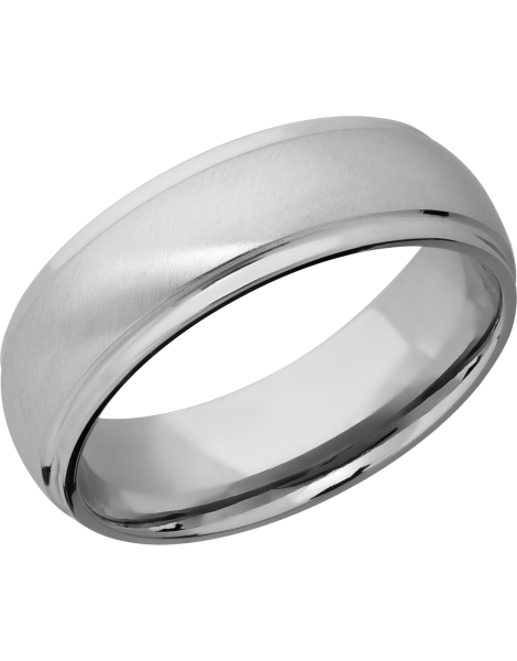 Titanium 7mm domed band with grooved edges