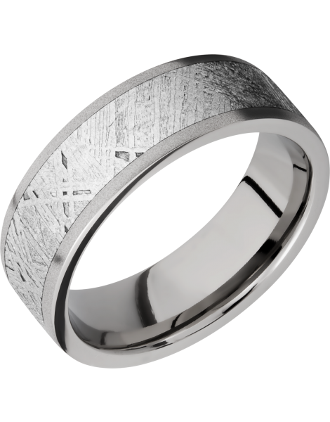 Titanium 7mm flat band with an inlay of authentic Gibeon Meteorite