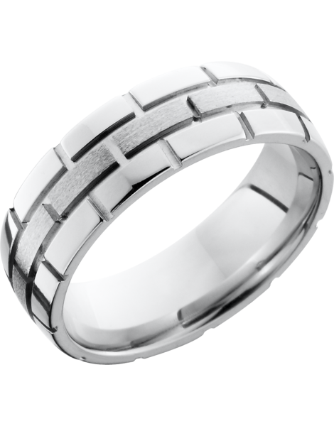 Cobalt chrome 7mm domed band with a brick pattern