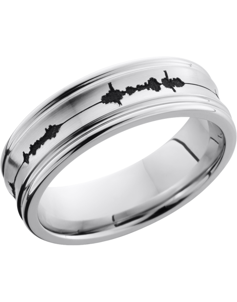 Cobalt chrome 7mm concave band with a laser-carved soundwave