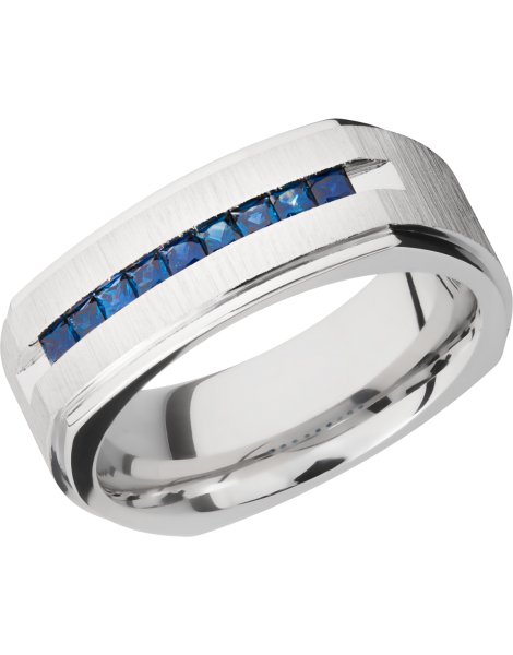 Cobalt chrome 8mm flat square band with grooved edges and