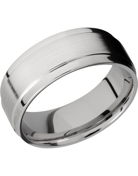 Cobalt chrome 8mm flat band with grooved edges