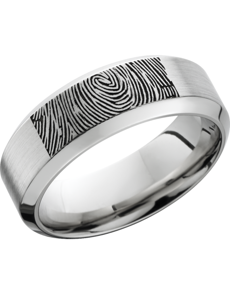 Cobalt chrome 8mm band with a laser-carved fingerprint