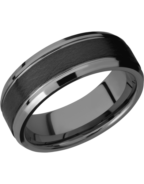 Tungsten Ceramic 8mm flat band with beveled edges