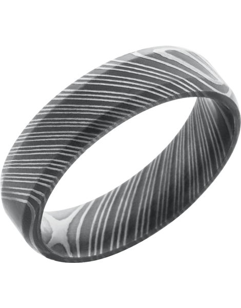 Handmade 6mm Damascus steel beveled band
