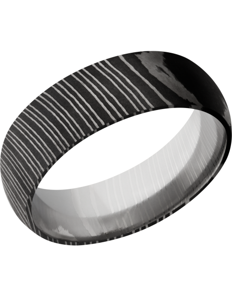 Handmade 7mm Damascus steel domed band