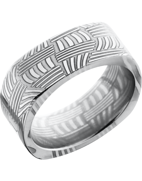 Handmade 8mm basket Damascus steel flat square band
