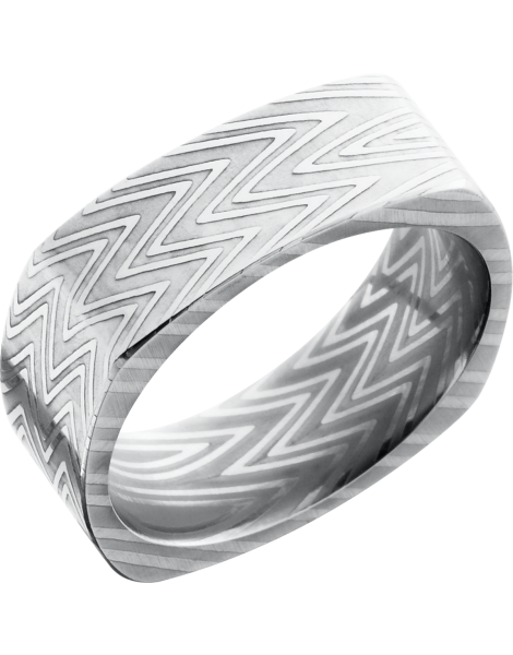 Handmade 8mm zebra Damascus steel flat square band