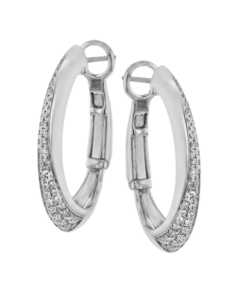 Hoop Earring in 18k Gold with Diamonds