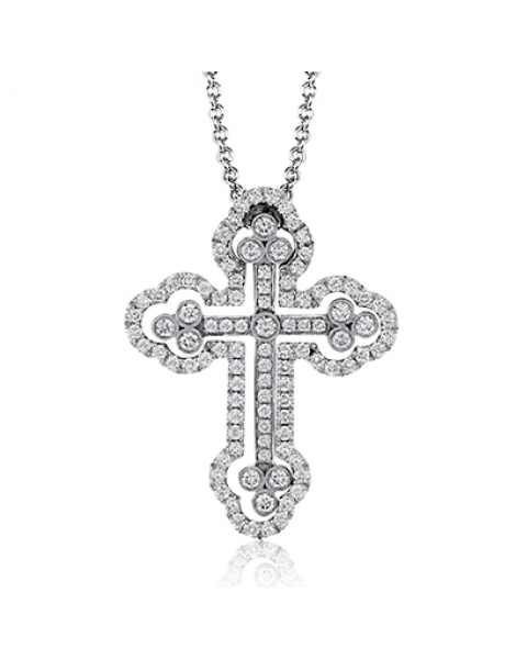 Cross Pendant in 18k Gold with Diamonds
