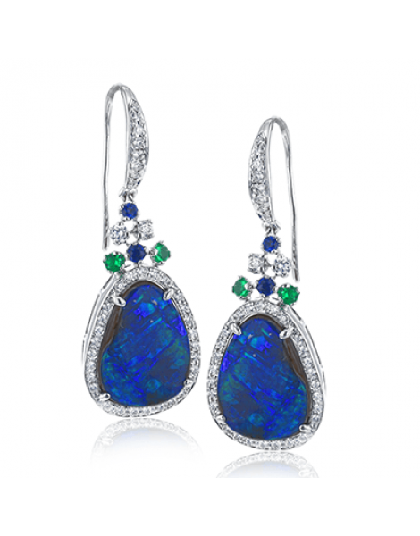 Color Earring in 18k Gold with Diamonds