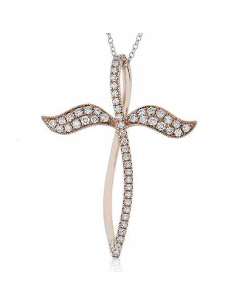 Cross Pendant in 18k Gold with Diamonds