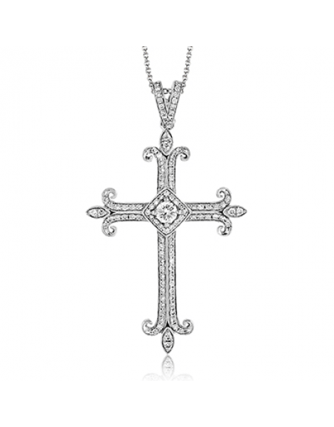 Cross Pendant in 18k Gold with Diamonds