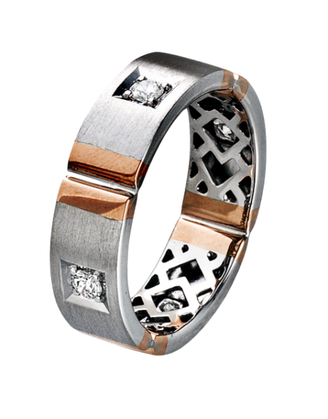 Men Ring in 14k Gold with Diamonds