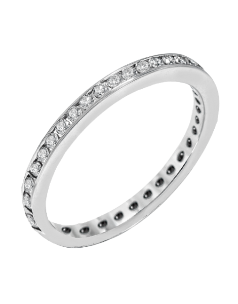 Wedding Band in 18k Gold with Diamonds