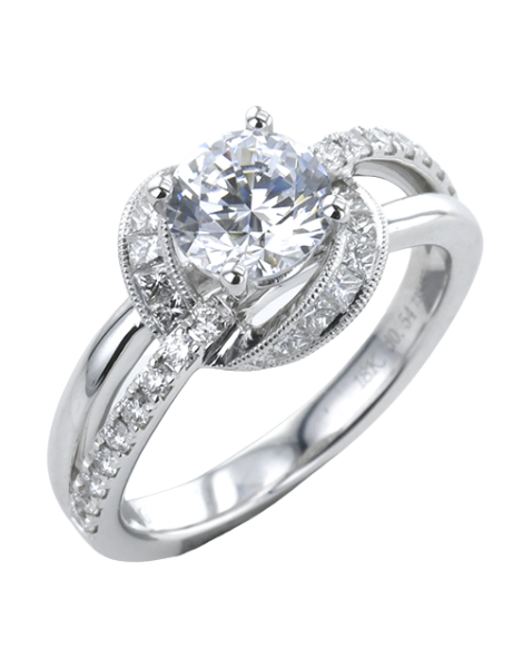 Engagement Ring in 18k Gold with Diamonds