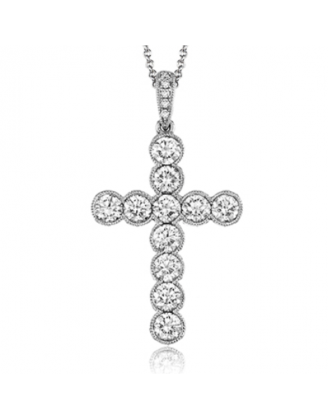 Cross Pendant in 18k Gold with Diamonds