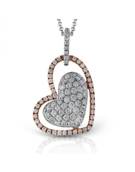 Heart Pendant in 18k Gold with Diamonds