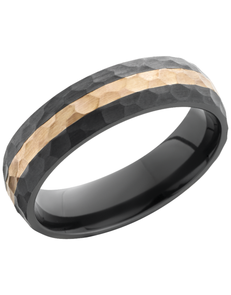 Zirconium 6mm domed band with an inlay of 14K rose gold