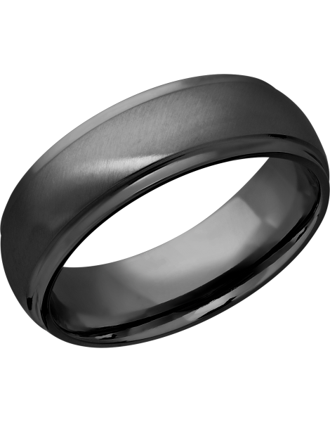 Zirconium 7mm domed band with grooved edges
