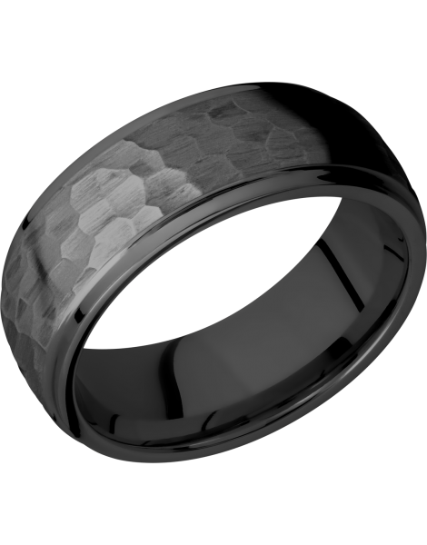 Zirconium 8mm domed band with grooved edges