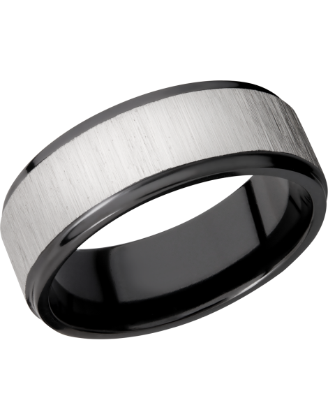 Zirconium 8mm flat band with grooved edges
